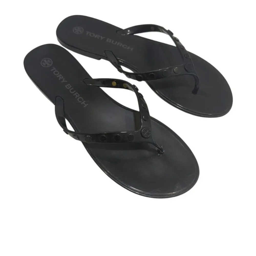 Tory Burch 10 logo studded jelly sandal flip flops 3626
